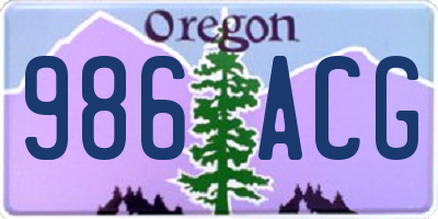 OR license plate 986ACG