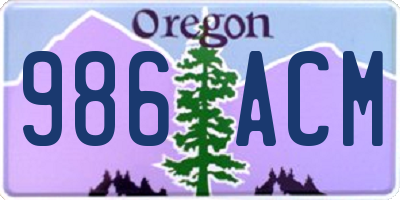 OR license plate 986ACM