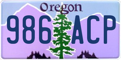 OR license plate 986ACP