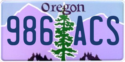OR license plate 986ACS