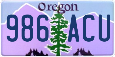 OR license plate 986ACU