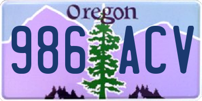OR license plate 986ACV