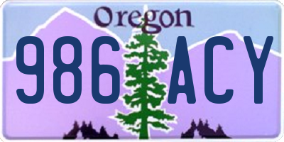 OR license plate 986ACY