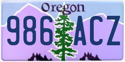 OR license plate 986ACZ