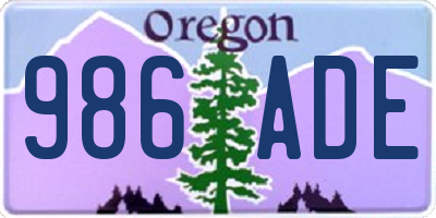 OR license plate 986ADE