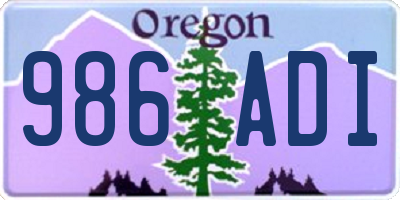 OR license plate 986ADI