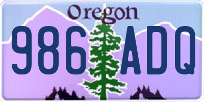 OR license plate 986ADQ