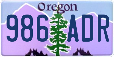OR license plate 986ADR
