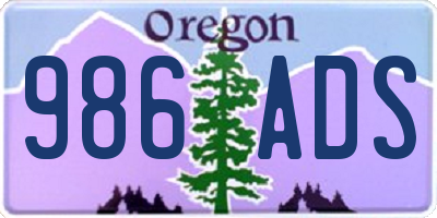 OR license plate 986ADS