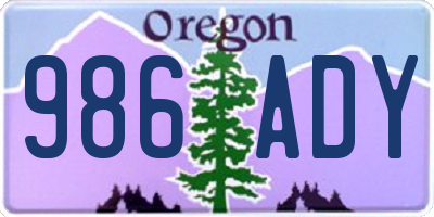 OR license plate 986ADY
