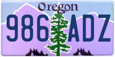 OR license plate 986ADZ