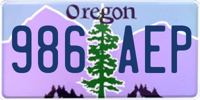 OR license plate 986AEP