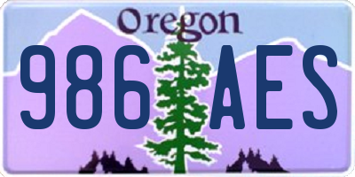 OR license plate 986AES