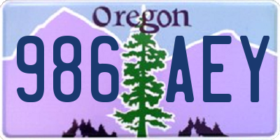 OR license plate 986AEY