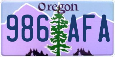 OR license plate 986AFA
