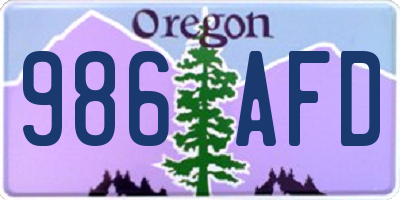 OR license plate 986AFD