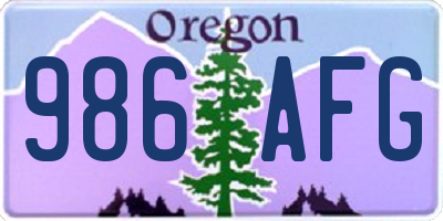 OR license plate 986AFG