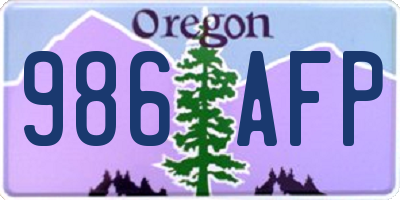 OR license plate 986AFP