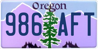 OR license plate 986AFT