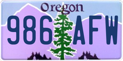 OR license plate 986AFW