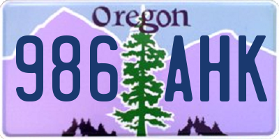 OR license plate 986AHK
