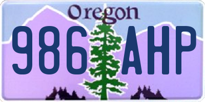 OR license plate 986AHP