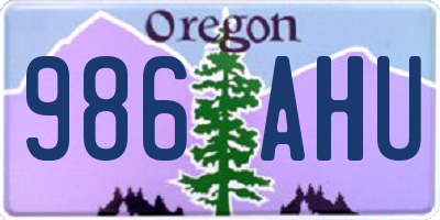 OR license plate 986AHU