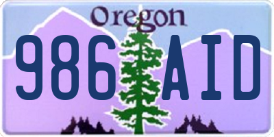 OR license plate 986AID