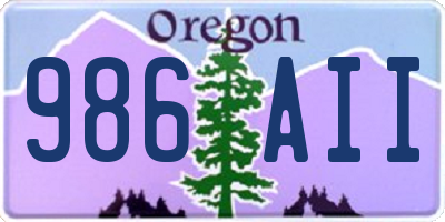 OR license plate 986AII