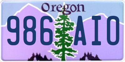 OR license plate 986AIO