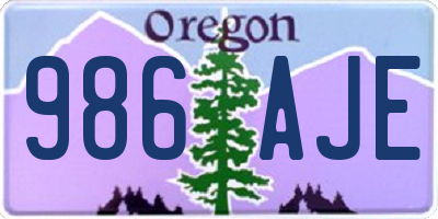 OR license plate 986AJE