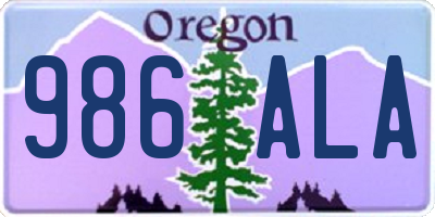 OR license plate 986ALA