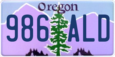 OR license plate 986ALD