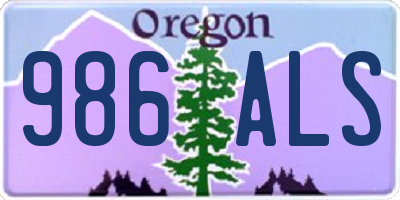 OR license plate 986ALS