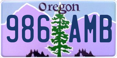 OR license plate 986AMB