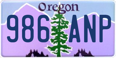 OR license plate 986ANP