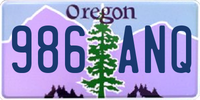 OR license plate 986ANQ