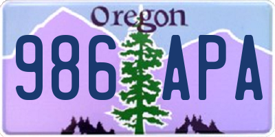 OR license plate 986APA