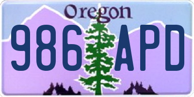 OR license plate 986APD