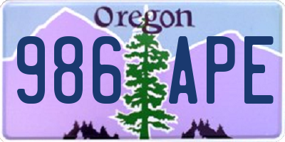 OR license plate 986APE