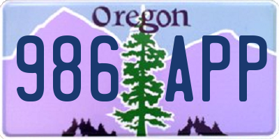 OR license plate 986APP