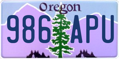 OR license plate 986APU