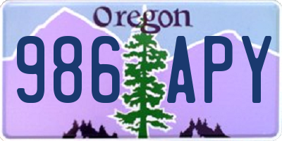 OR license plate 986APY