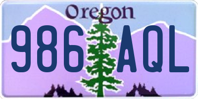 OR license plate 986AQL