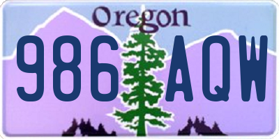 OR license plate 986AQW