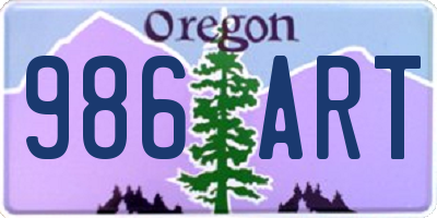 OR license plate 986ART