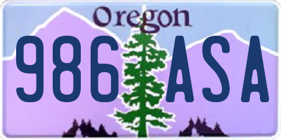 OR license plate 986ASA