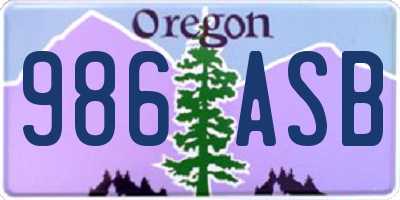 OR license plate 986ASB