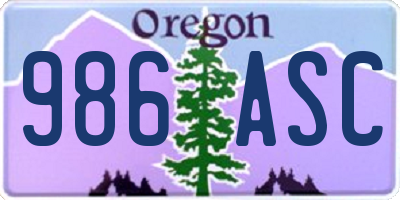 OR license plate 986ASC