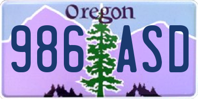 OR license plate 986ASD